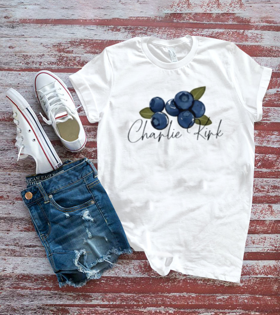He Is On A Work Trip With Jesus Charlie Kirk 1993 2025 Blueberries T-Shirt