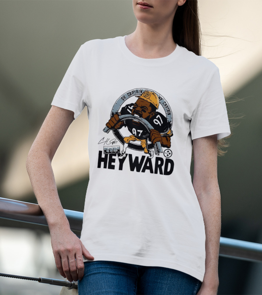 Pittsburgh Steelers Captain Cam Heyward Caricature NFL Number 97 T-Shirt
