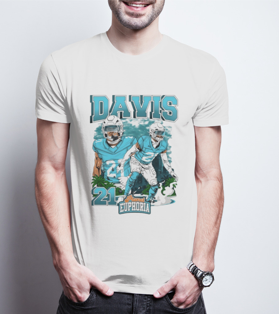 Davis 21 Planet Euphoria Football Player Miami Dolphins T-Shirt