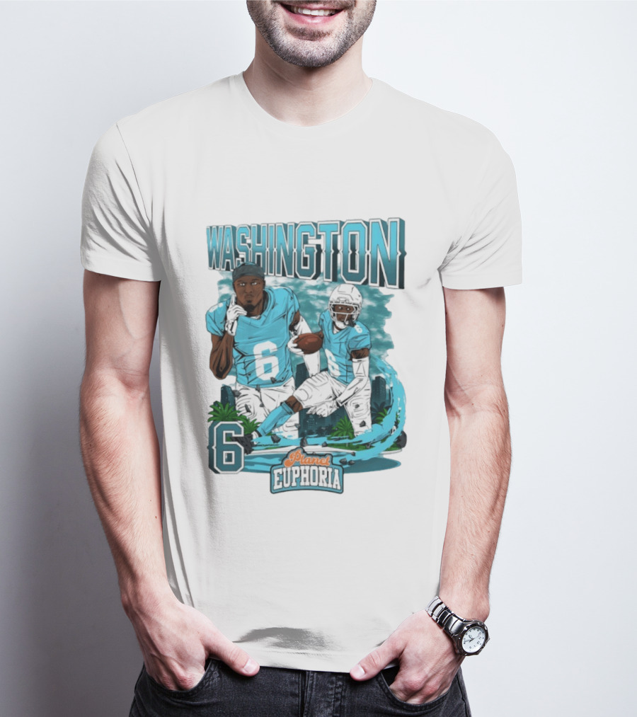 Miami Dolphins Football Washington 6 Player Planet Euphoria T-Shirt