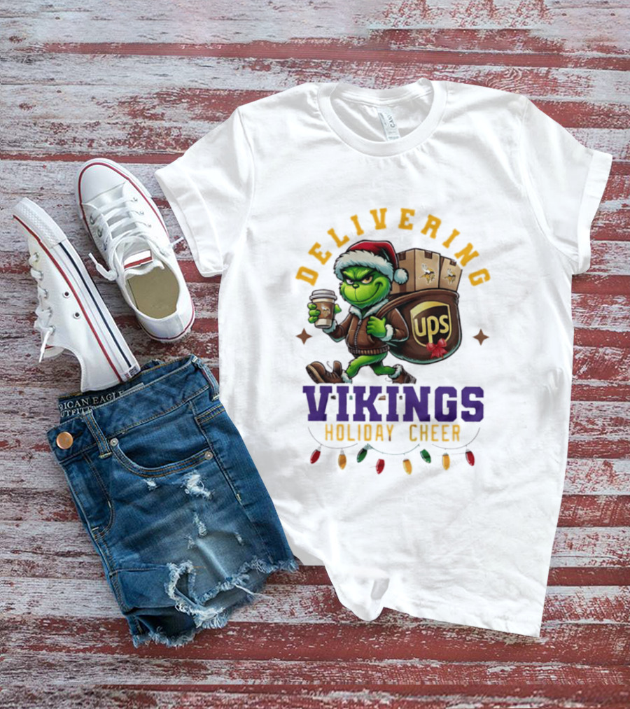 Delivering Vikings Holiday Cheer Grinch UPS Christmas T-Shirt