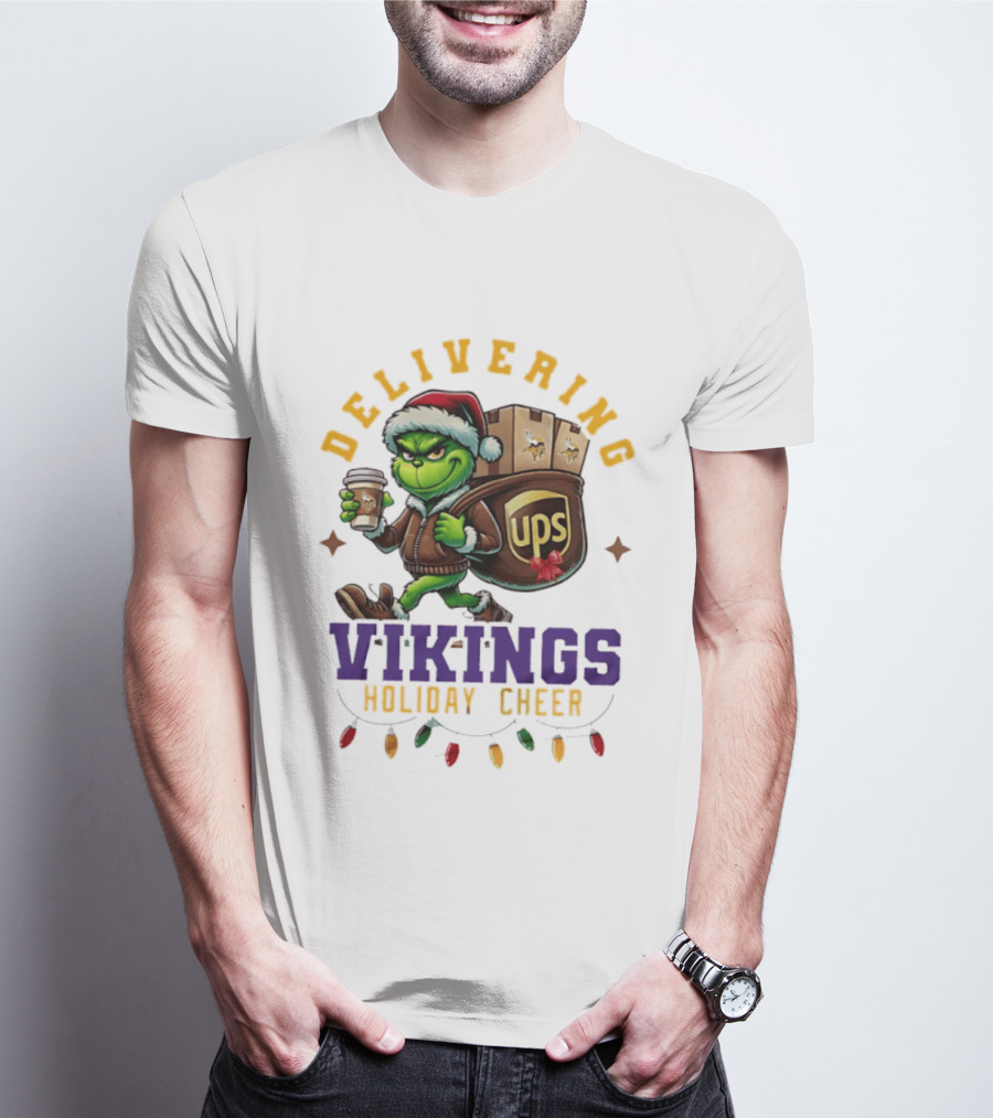 Delivering Vikings Holiday Cheer Grinch UPS Christmas T-Shirt