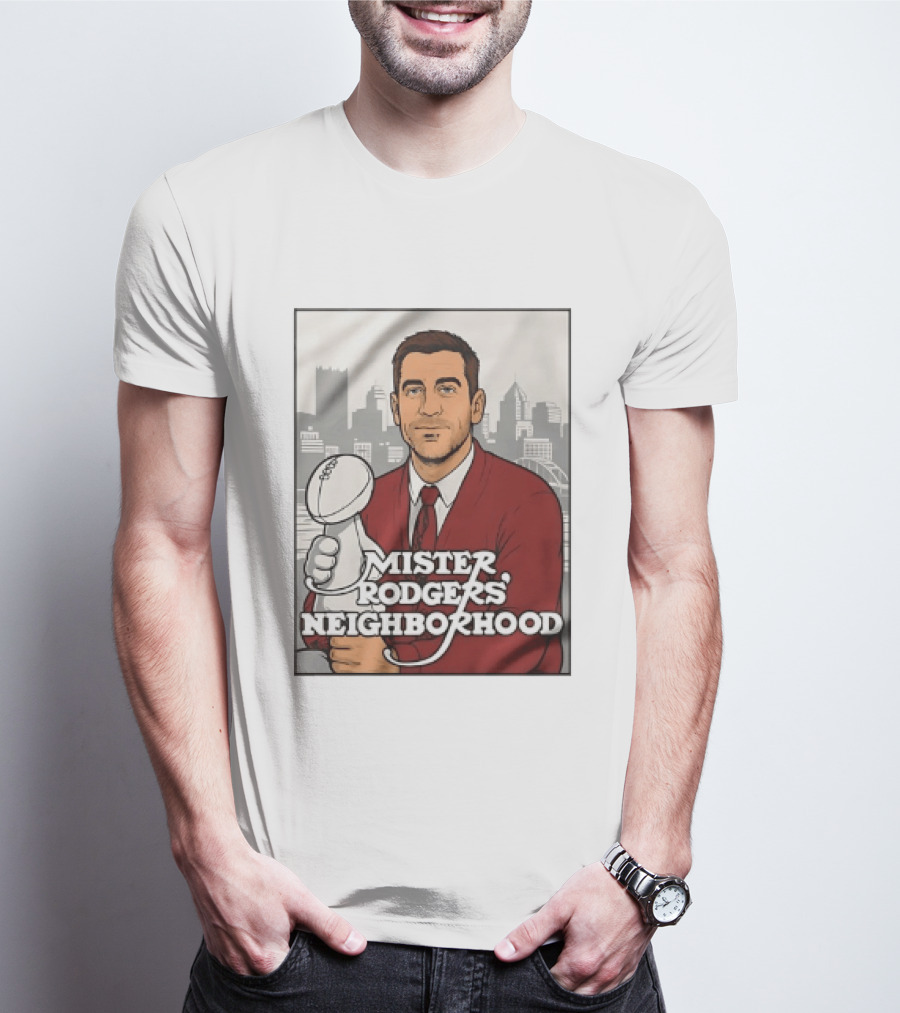 Mister Rodgers Neighborhood Aaron Rodgers Pittsburgh Skyline T-Shirt