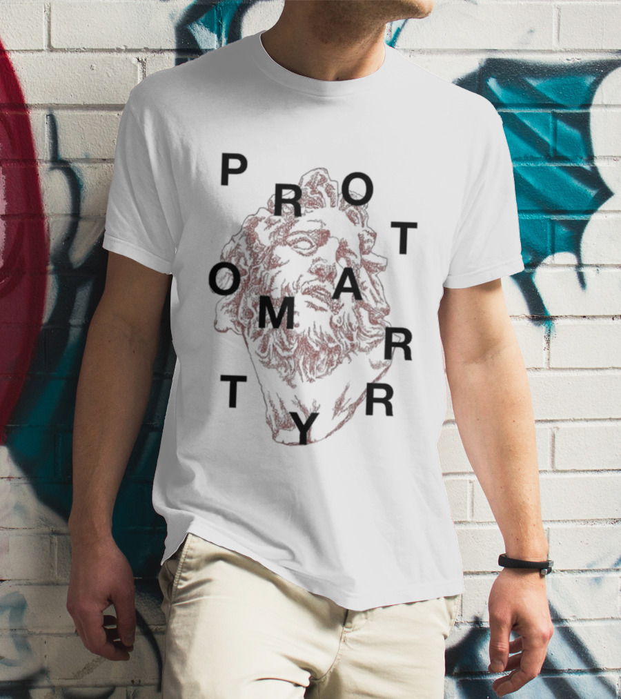 Protomartyr Artistic Statue Motif With Text Overlay T-Shirt