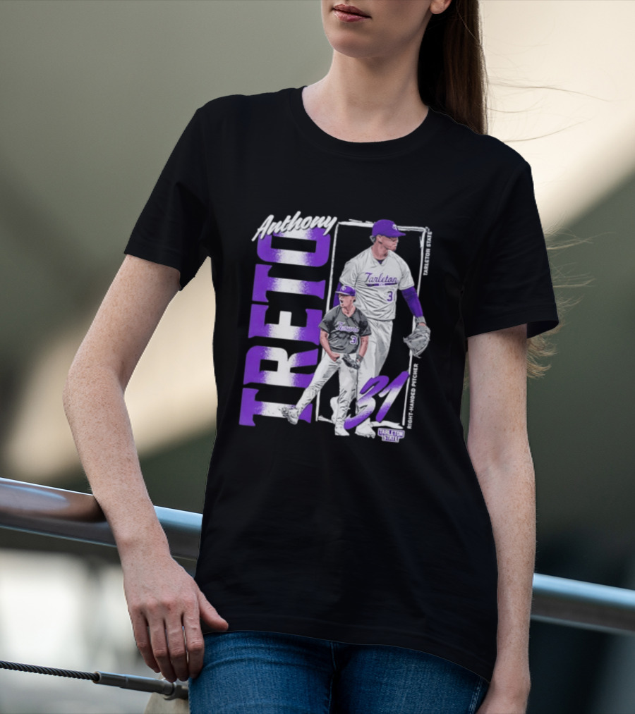 Anthony Treto 31 Tarleton State Baseball Pitcher T-Shirt