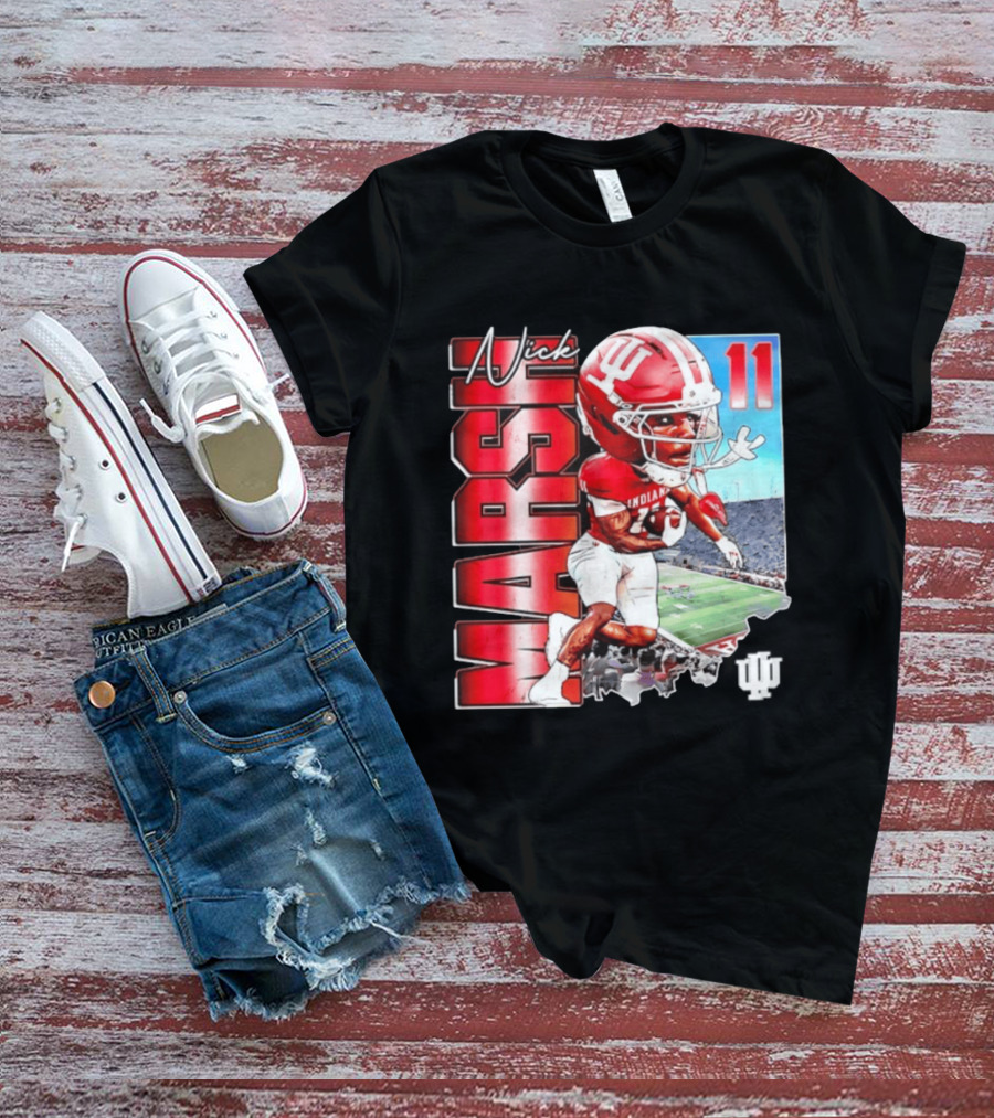 Nick Marsh Indiana Hoosiers Football Caricature 11 Stadium Scene T-Shirt