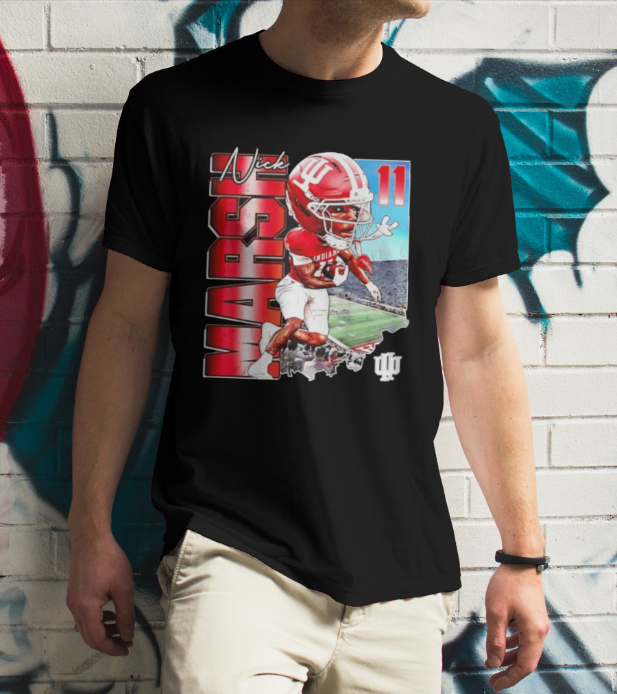 Nick Marsh Indiana Hoosiers Football Caricature 11 Stadium Scene T-Shirt