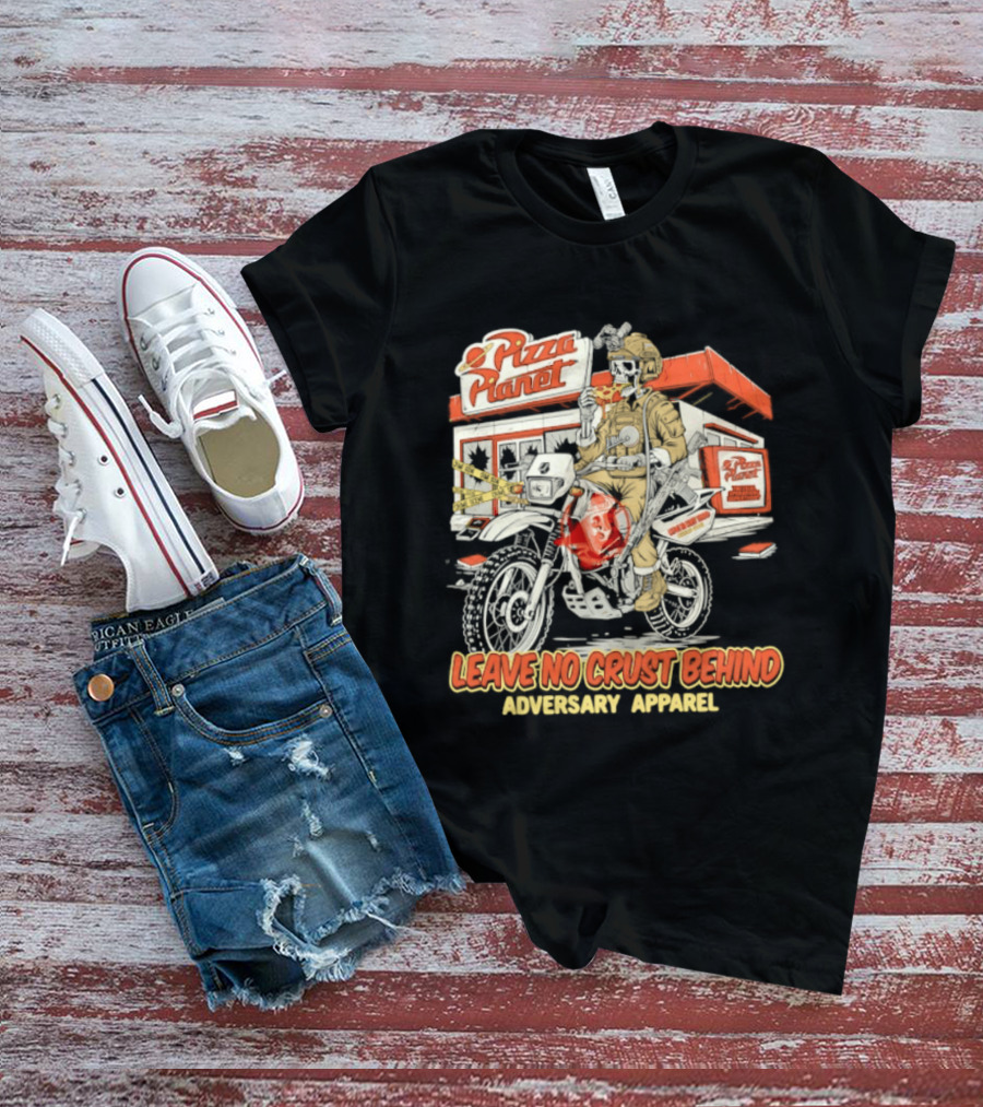 Pizza Planet Tactical Operations Department Funny Motorcycle Leave No Crust Behind T-Shirt