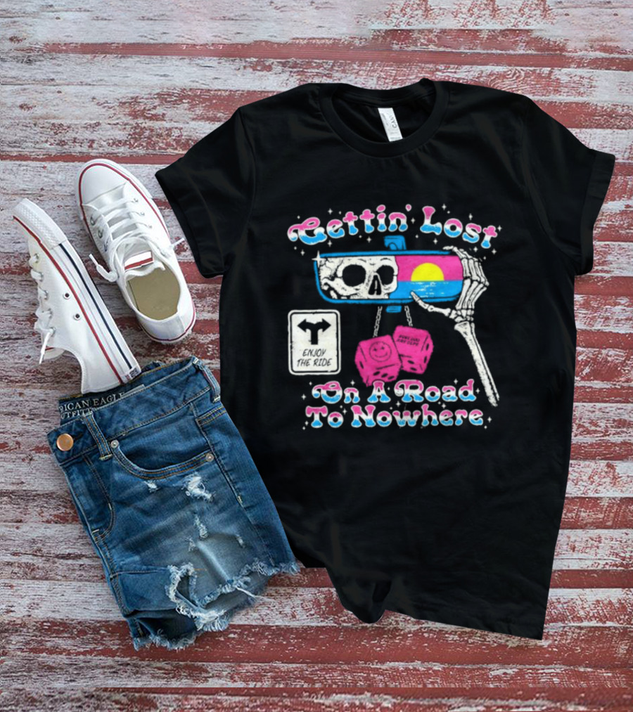 Gettin' Lost On A Road To Nowhere Skeleton Sunset Boss Dog Dept T-Shirt