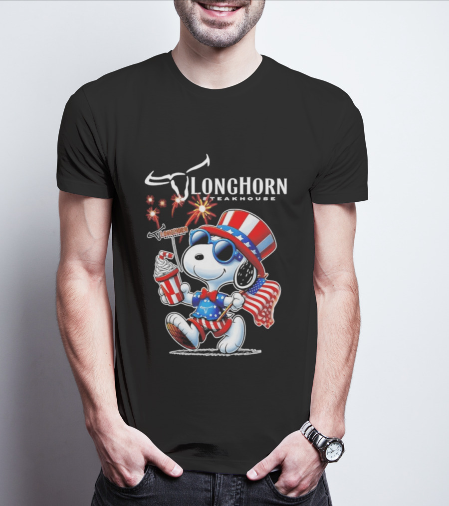 Snoopy Longhorn Steakhouse USA 1776 2026 250th Anniversary Celebration T-Shirt