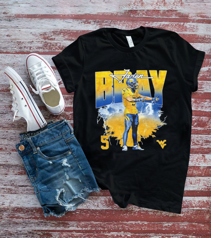Jaden Bray 5 West Virginia Football NCAA Player WVU Mountaineers T-Shirt
