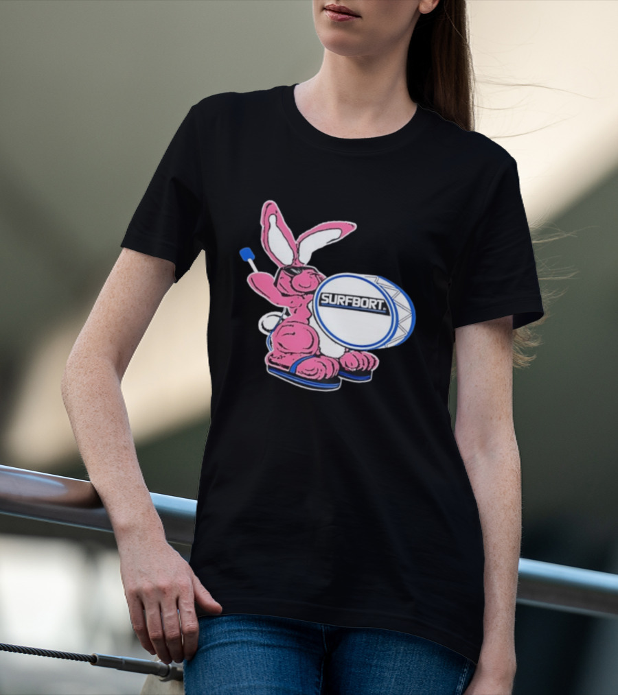Surfbort Pink Bunny Drummer With Drumsticks And Bass Drum T-Shirt