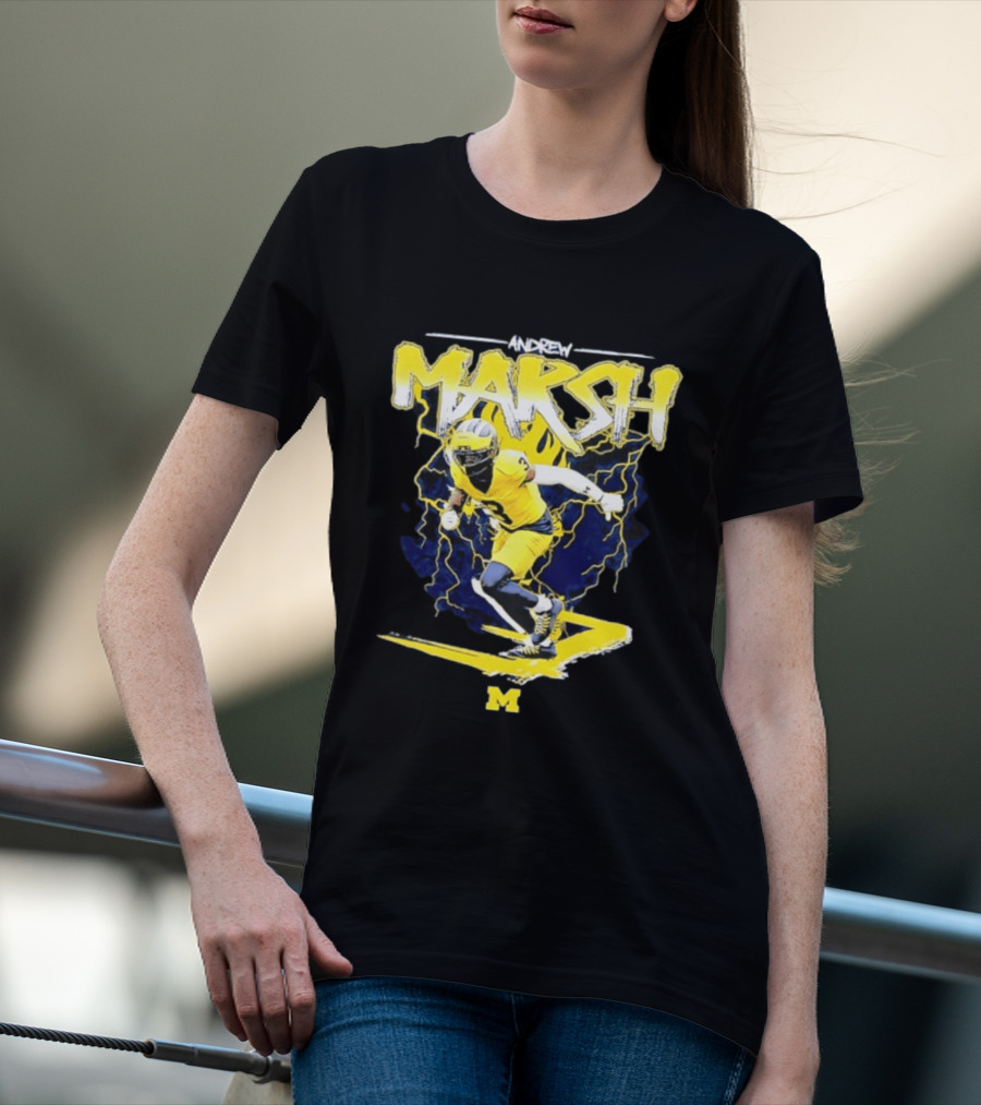 Andrew Marsh 3 Michigan Wolverines Football Player NCAA T-Shirt
