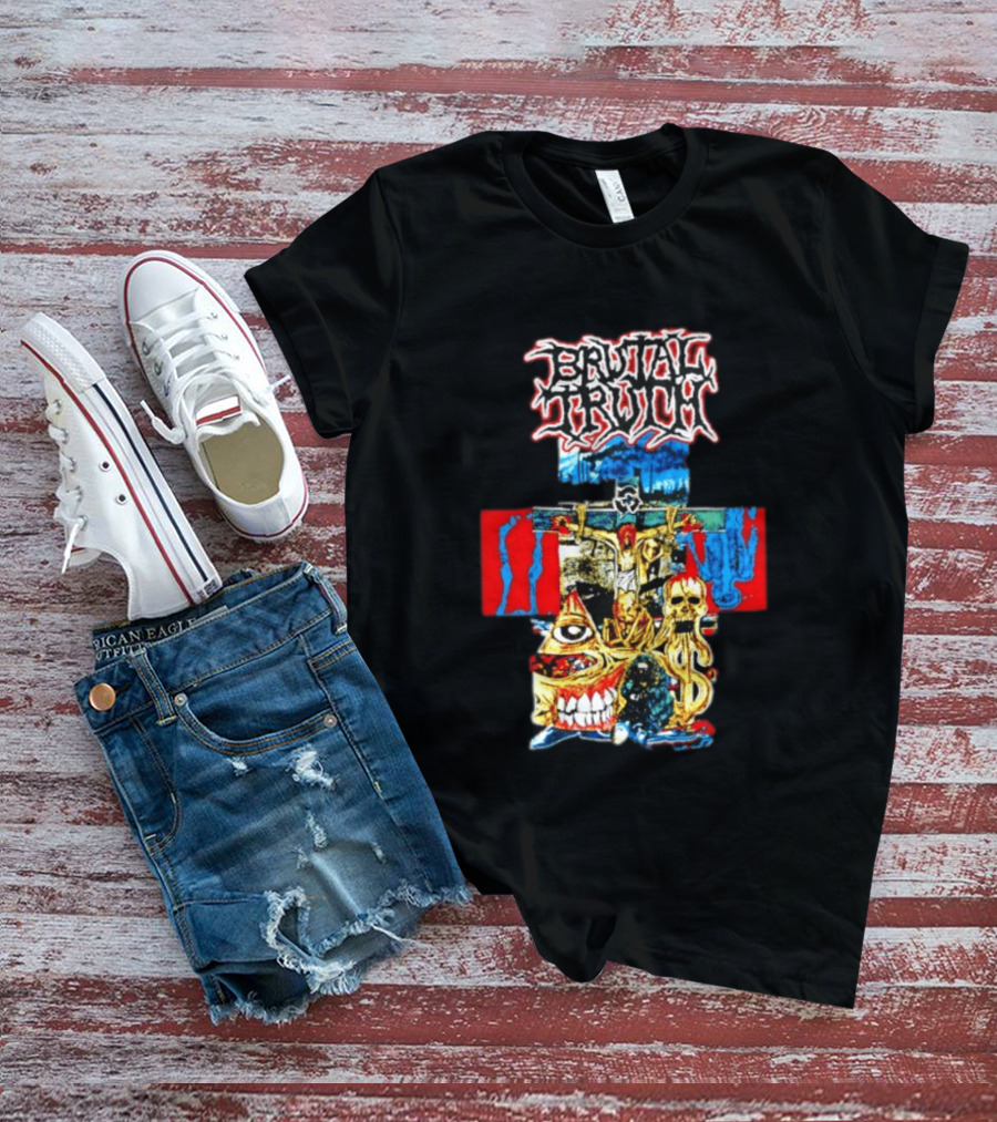 Brutal Truth Crucifix Skull Grindcore Band T-Shirt