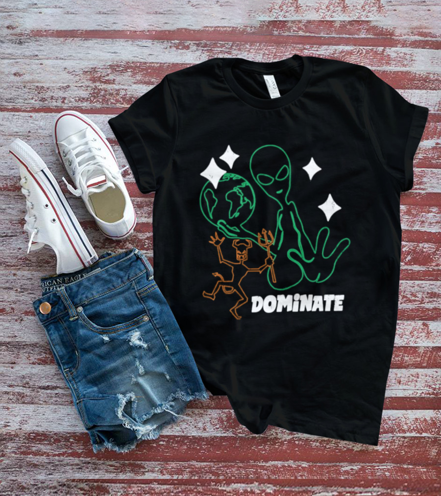 Dominate Alien Devil Earth UFO Stars T-Shirt