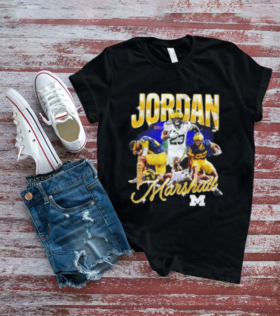 Jordan Marshall Michigan Wolverines 23 Football Collage T-Shirt