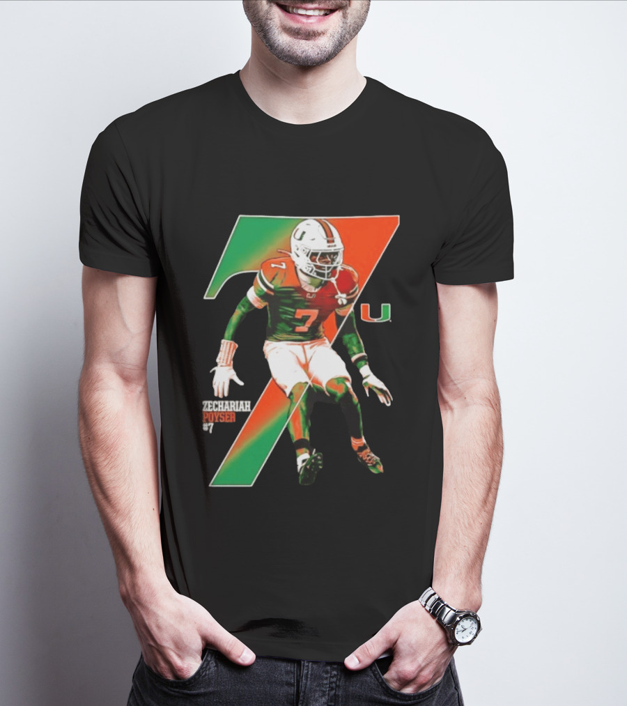 Zechariah Poyser 7 Miami Hurricanes NCAA Football Player T-Shirt
