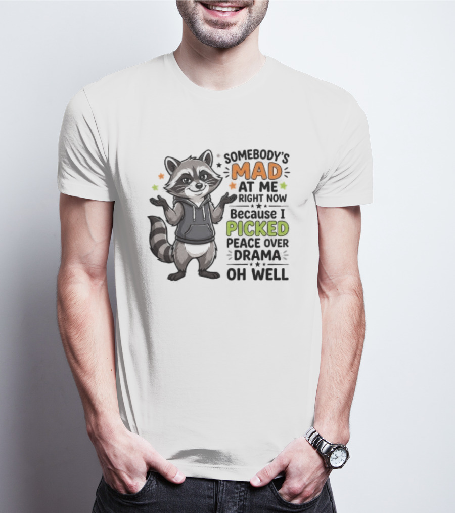 Somebody's Mad At Me Because I Picked Peace Over Drama Raccoon Oh Well T-Shirt