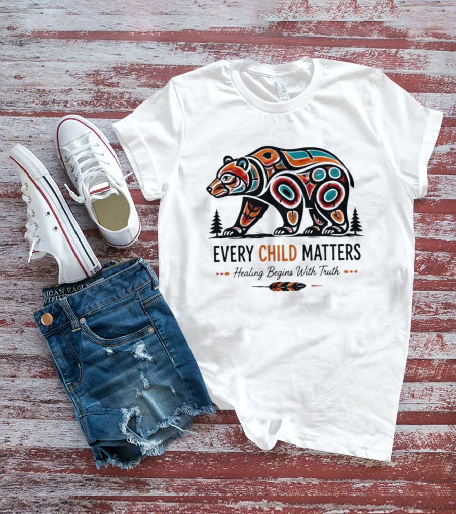 Every Child Matters Bear Healing Begins With Truth Indigenous T-Shirt