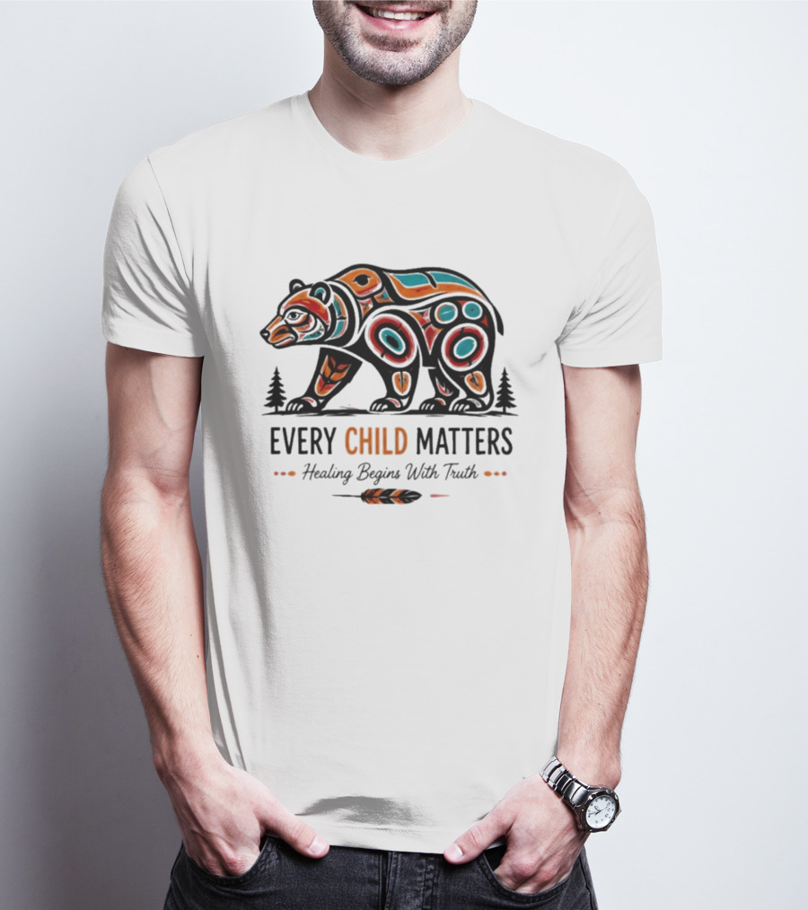 Every Child Matters Bear Healing Begins With Truth Indigenous T-Shirt