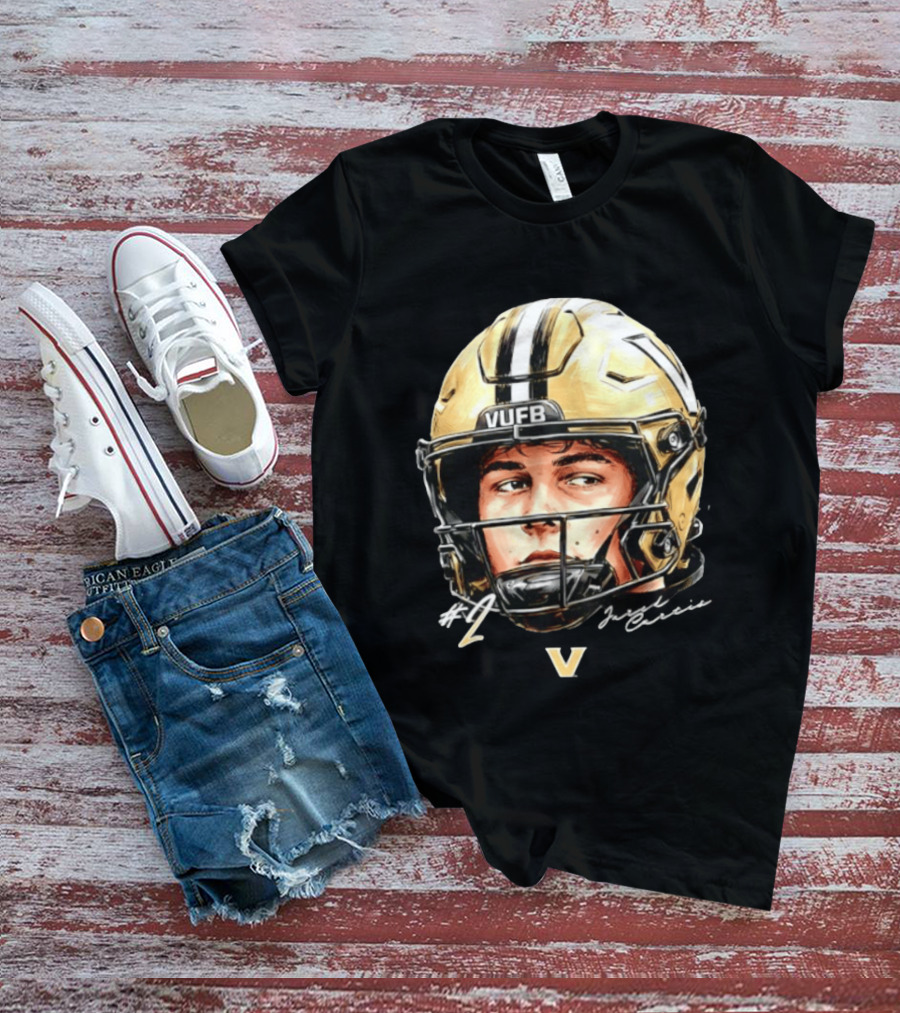 Jared Curtis 2 VUFB Vanderbilt Football Helmet T-Shirt