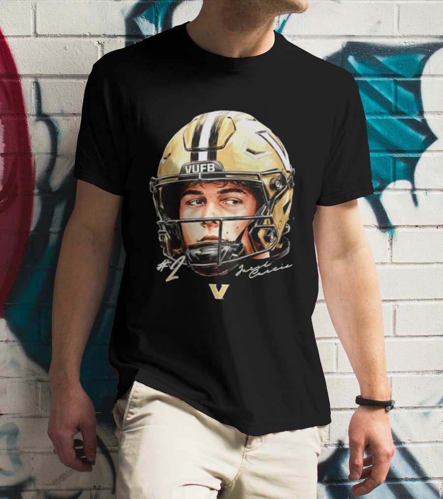 Jared Curtis 2 VUFB Vanderbilt Football Helmet T-Shirt