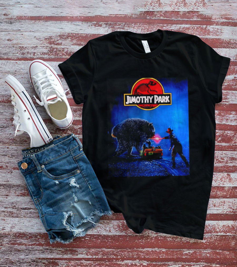 Jimothy Park Dinosaur Adventure Lampoon With Bear Scene T-Shirt