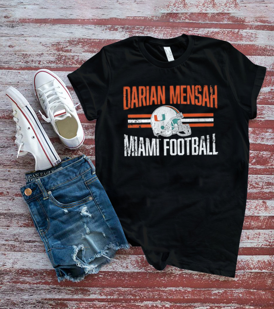 Darian Mensah Miami Football NCAA Hurricanes Helmet Hero T-Shirt
