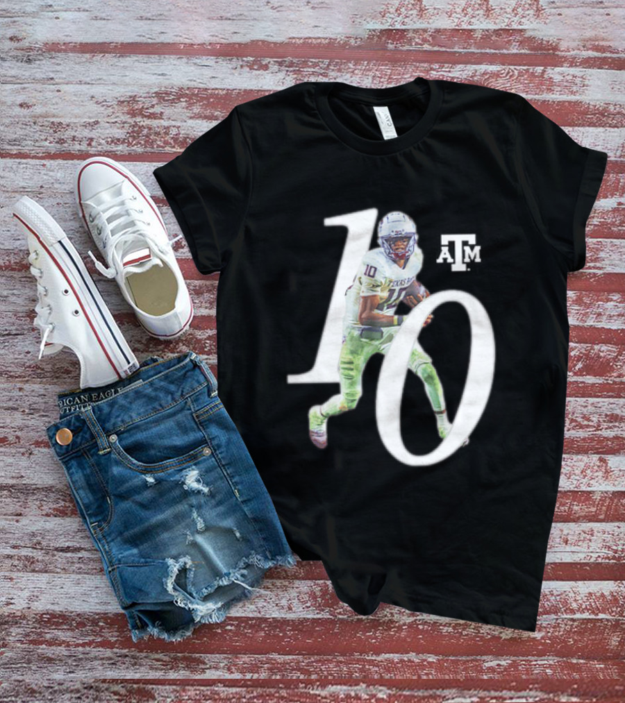 Texas A&M Aggies Marcel Reed 10 Football Player Action Pose T-Shirt