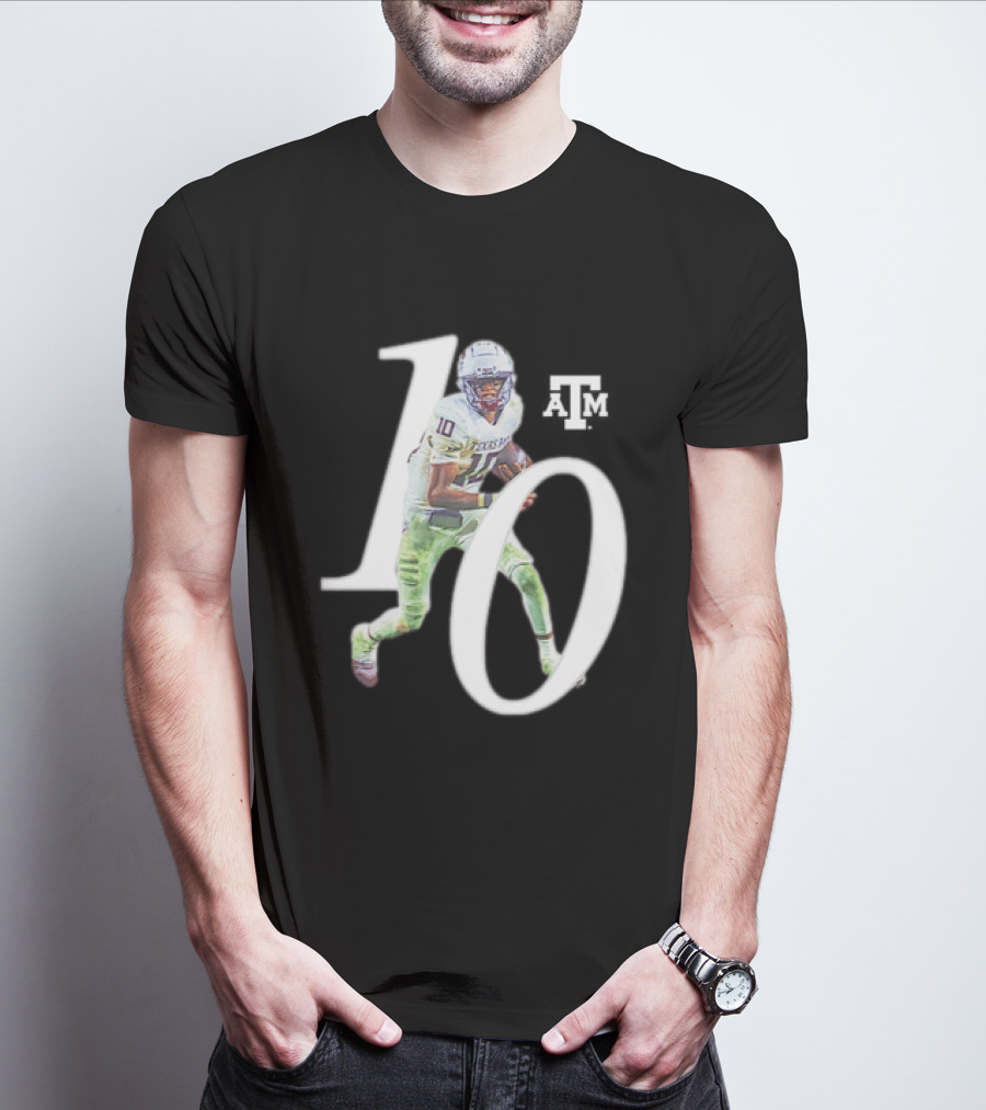 Texas A&M Aggies Marcel Reed 10 Football Player Action Pose T-Shirt
