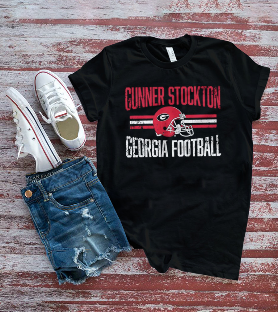 Gunner Stockton Georgia Football Helmet UGA Bulldogs NCAA T-Shirt