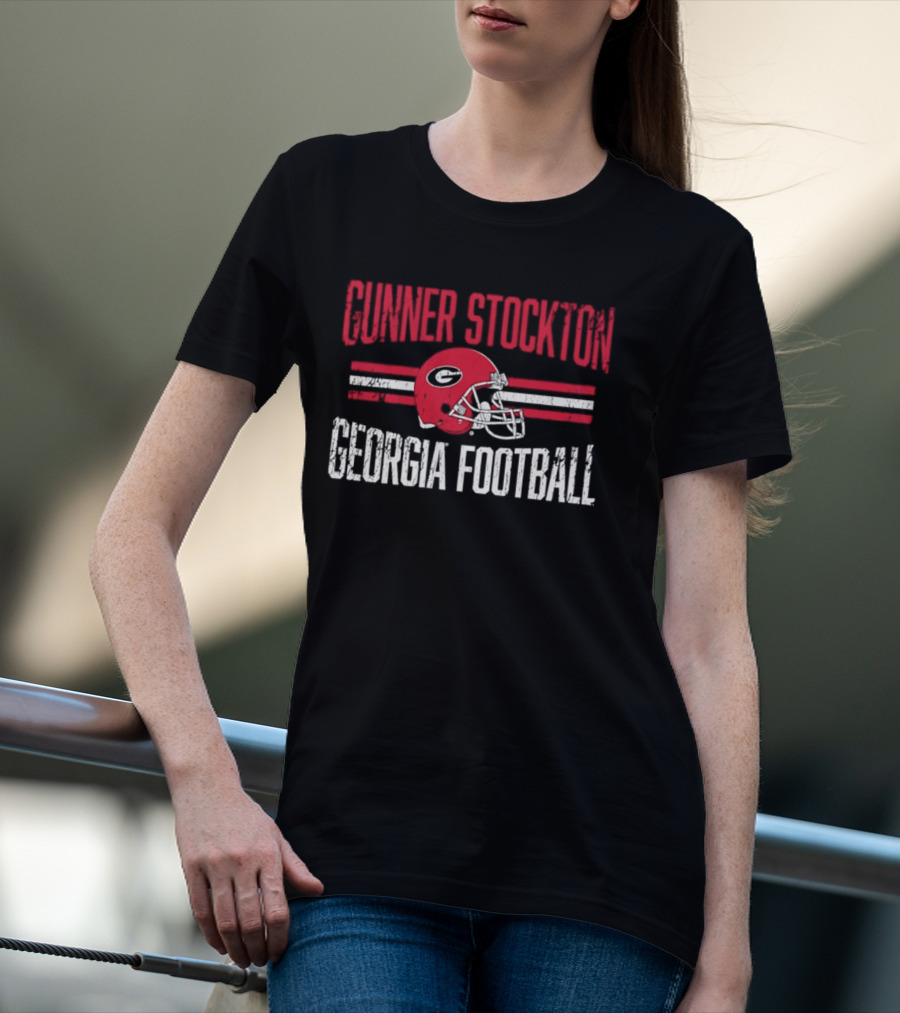 Gunner Stockton Georgia Football Helmet UGA Bulldogs NCAA T-Shirt