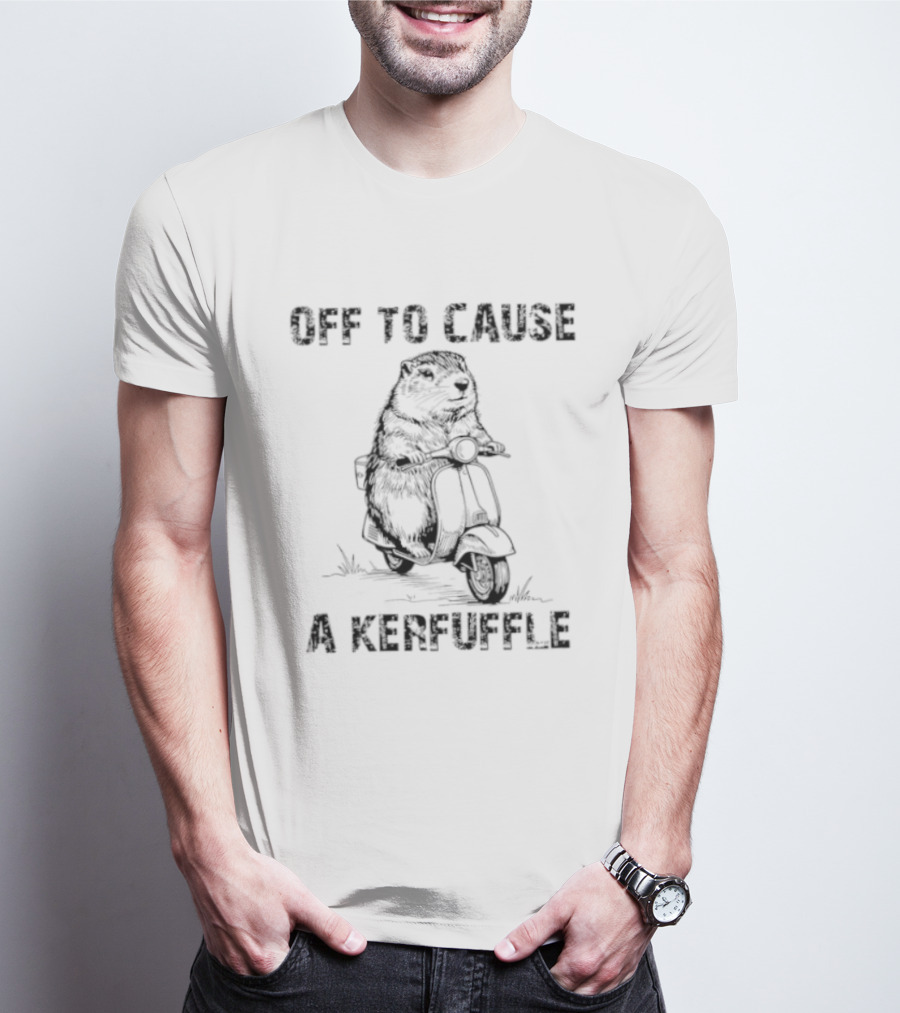 Off To Cause A Kerfuffle Groundhog Scooter Fun T-Shirt