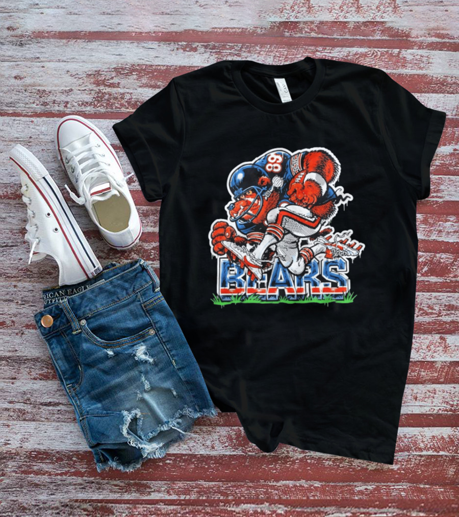 Mike Ditka 89 Chicago Bears Football Bear Fierce Cartoon Helmet T-Shirt