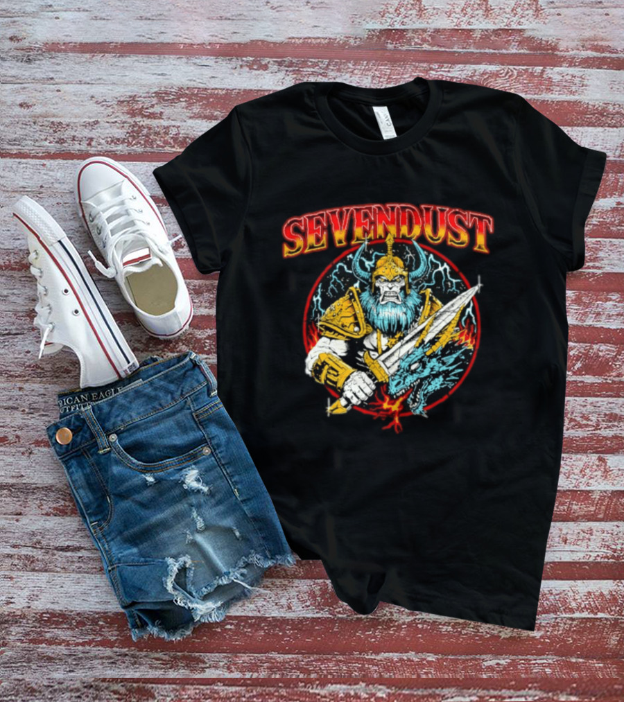 Sevendust Viking Warrior Dragon Battle Axe Power T-Shirt