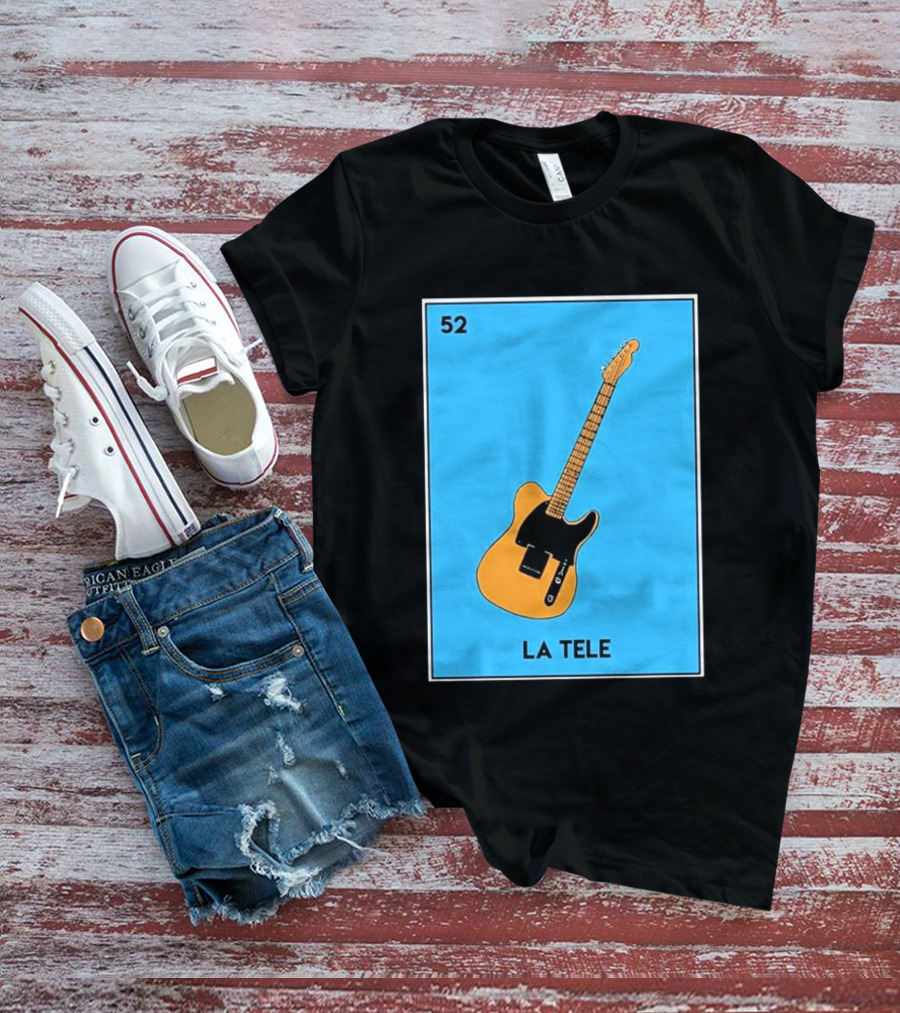 Jeff Garlin La Tele 52 Guitar Image With Number On Blue T-Shirt
