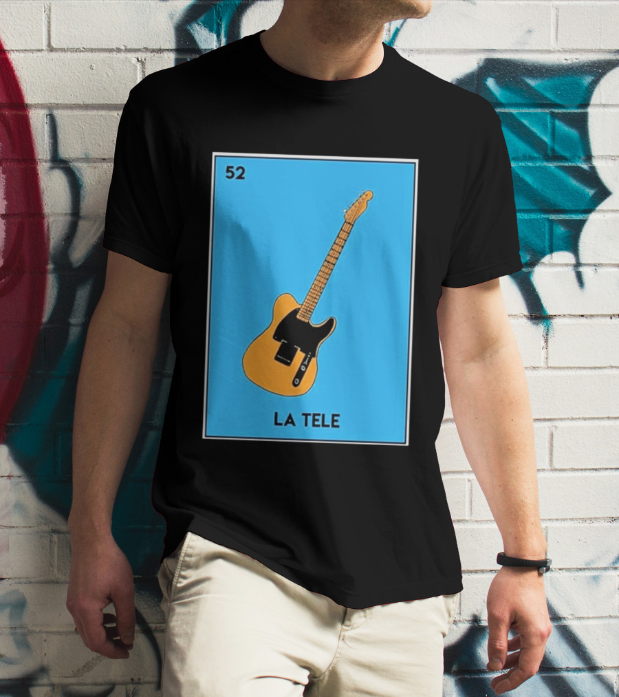 Jeff Garlin La Tele 52 Guitar Image With Number On Blue T-Shirt