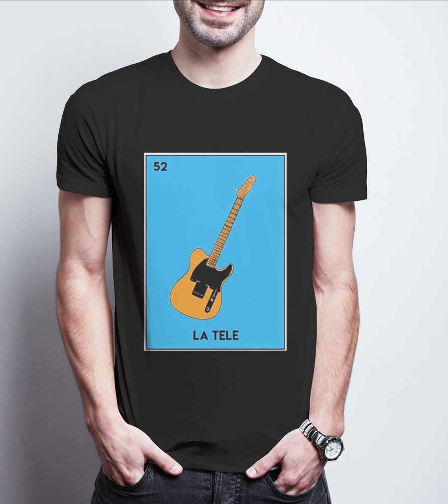 Jeff Garlin La Tele 52 Guitar Image With Number On Blue T-Shirt