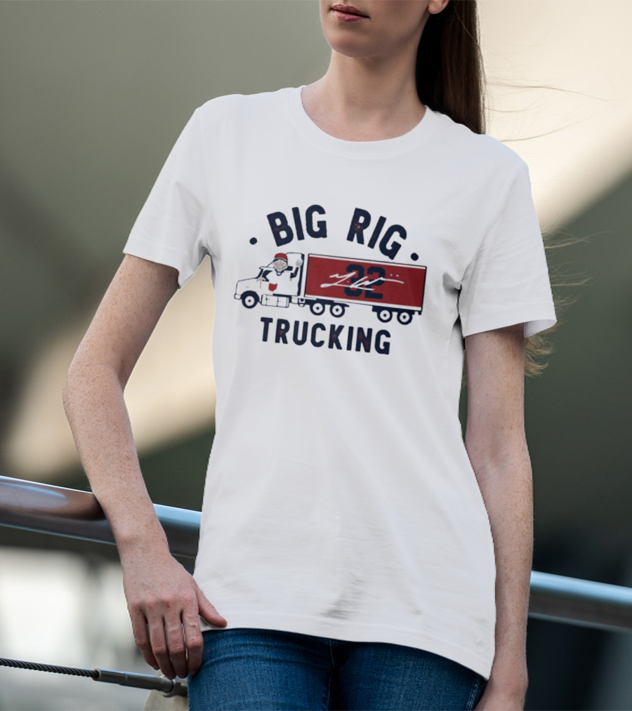 Big Rig Trucking 32 Cartoon Truck Driver With Red Cap T-Shirt