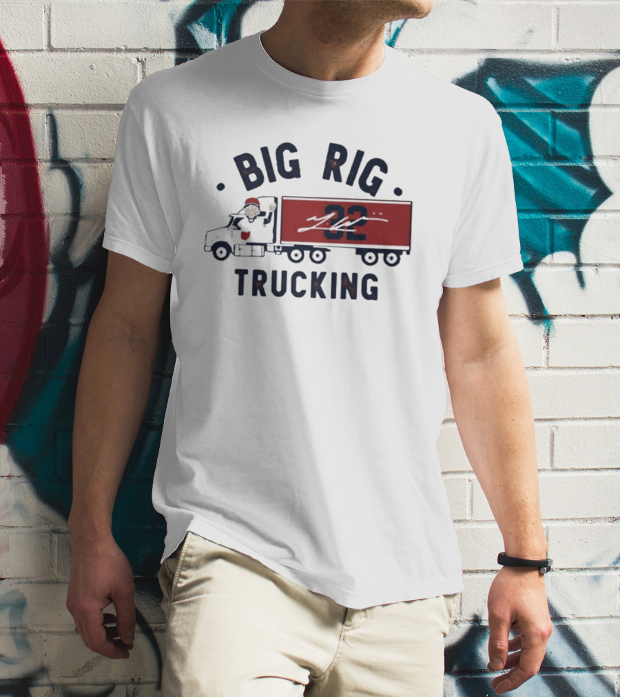 Big Rig Trucking 32 Cartoon Truck Driver With Red Cap T-Shirt