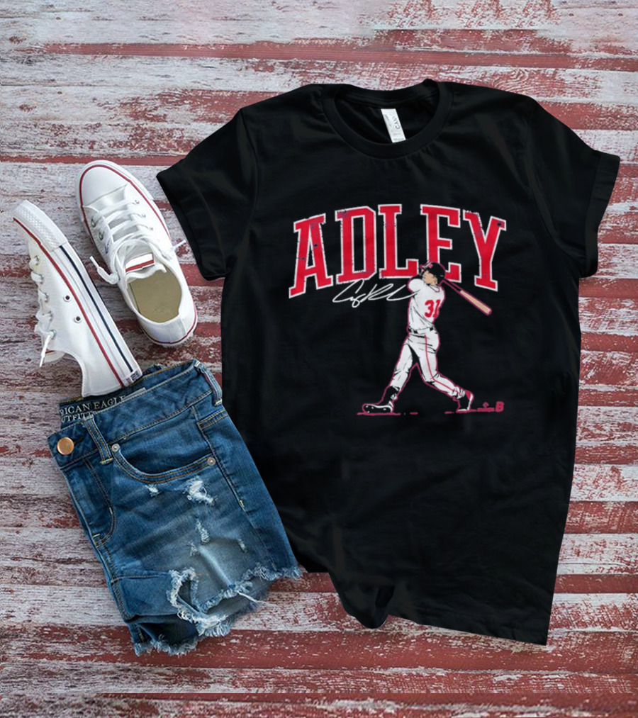Adley Rutschman Baseball Swing Illustration With Signature T-Shirt