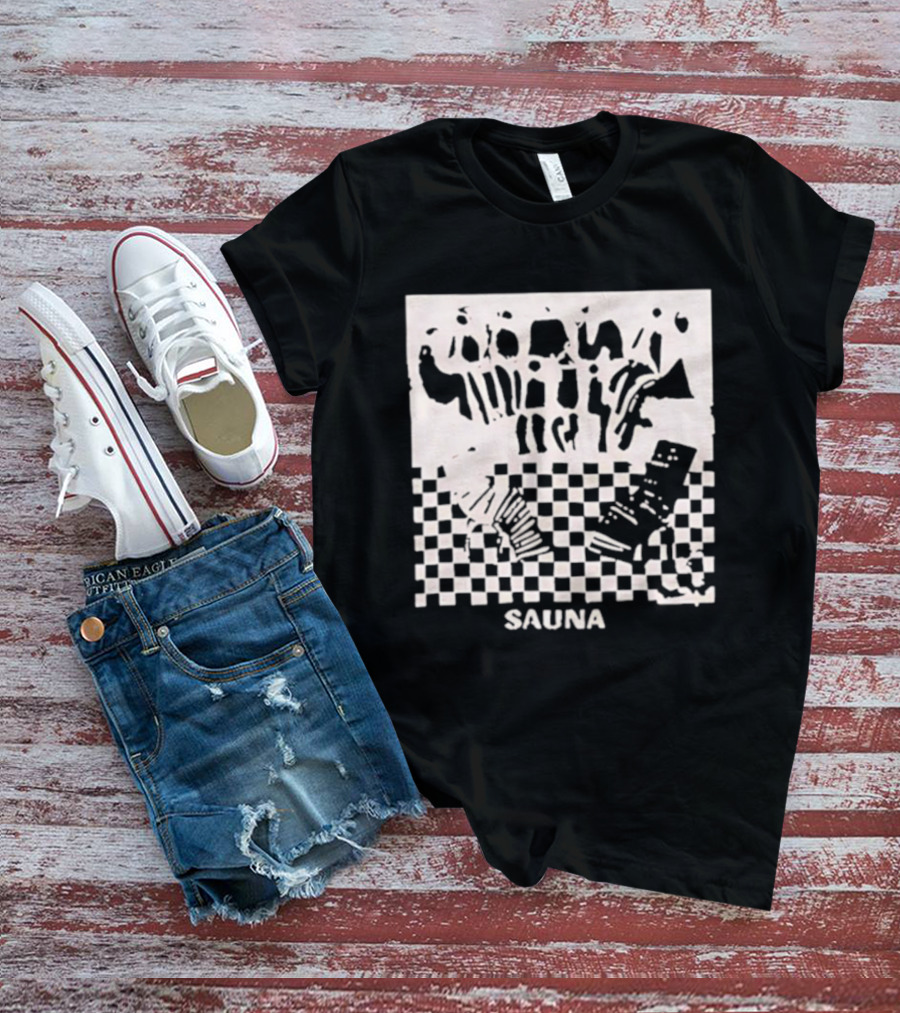 Sauna Checkered Patterns Accordion Instruments T-Shirt