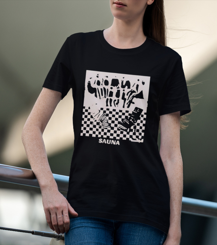 Sauna Checkered Patterns Accordion Instruments T-Shirt