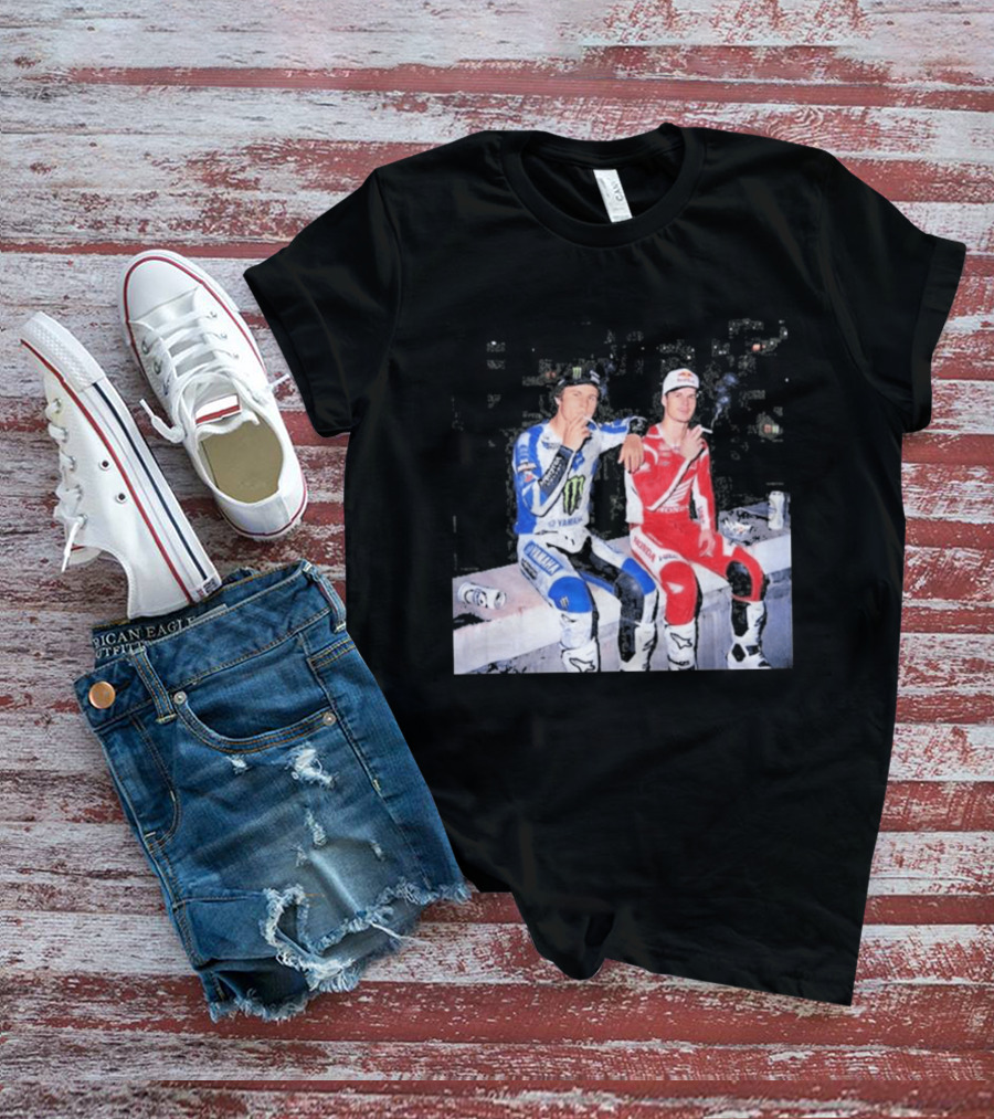 Valentino Rossi Casey Stoner Yamaha Honda Monster Red Bull Racing Motogp Smoking T-Shirt