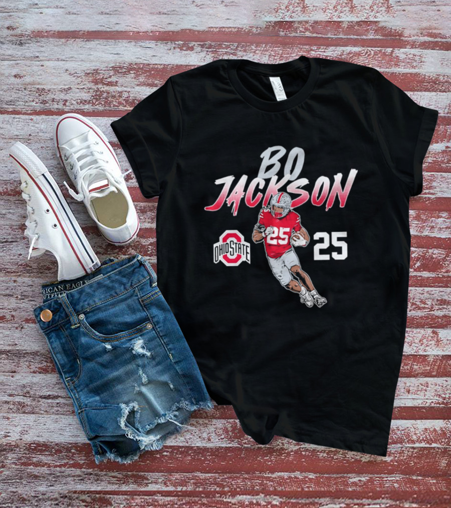 Bo Jackson 25 Ohio State Buckeyes Iconic Pose T-Shirt
