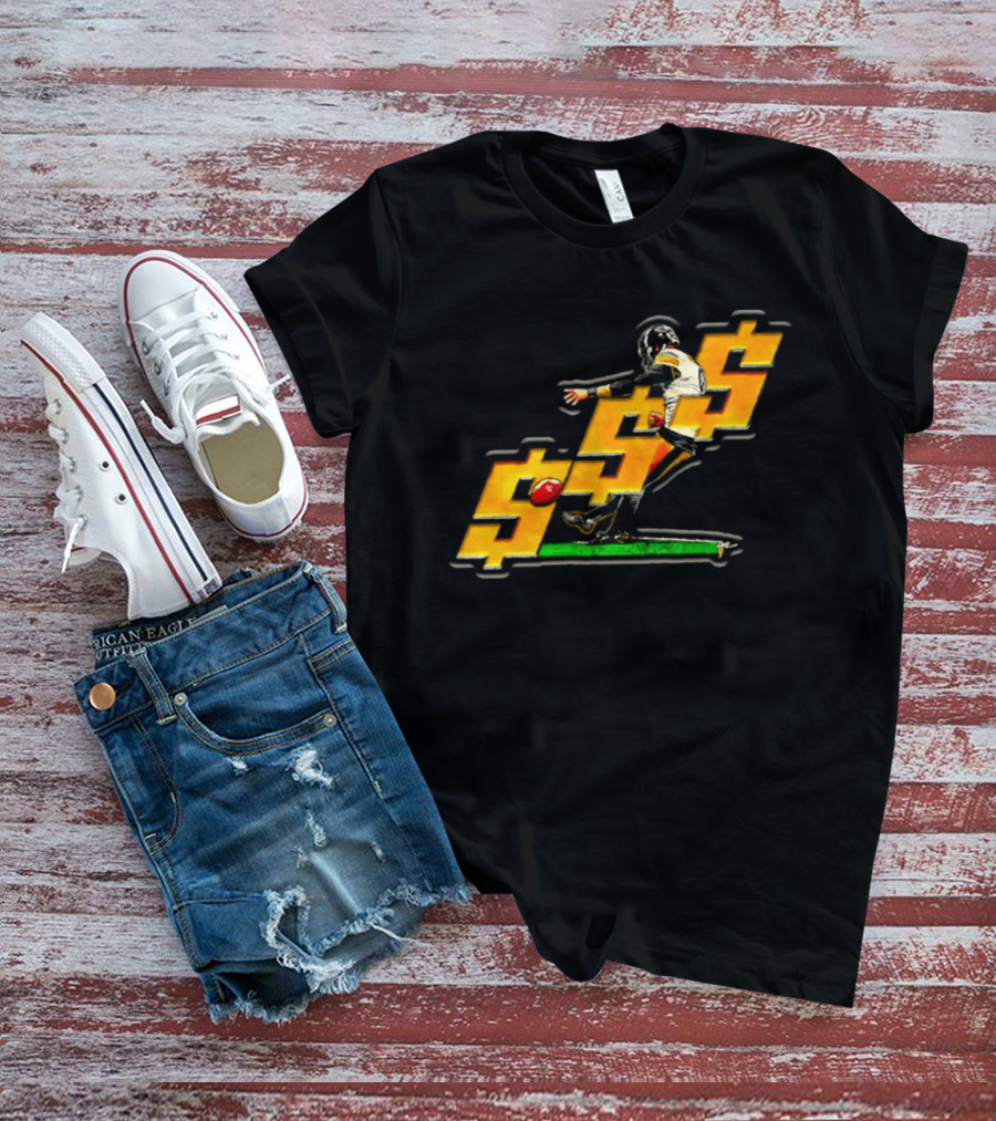 Pittsburgh Steelers Chris Boswell Kicking Football Dollar Sign T-Shirt