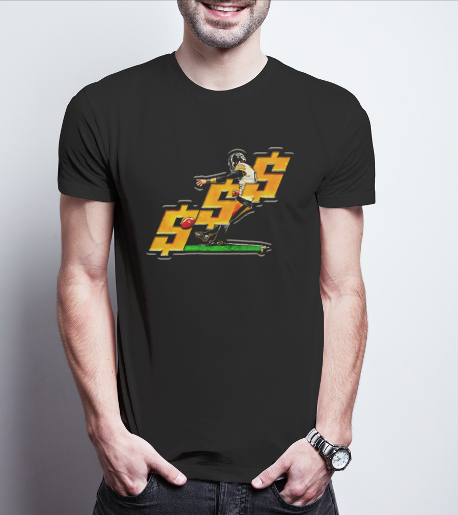 Pittsburgh Steelers Chris Boswell Kicking Football Dollar Sign T-Shirt