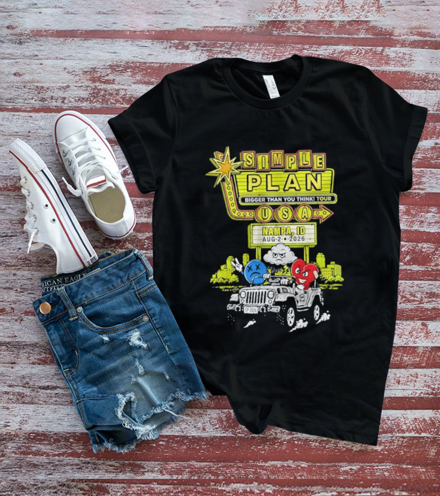 Simple Plan Bigger Than You Think Tour Nampa ID USA August 2 2026 T-Shirt