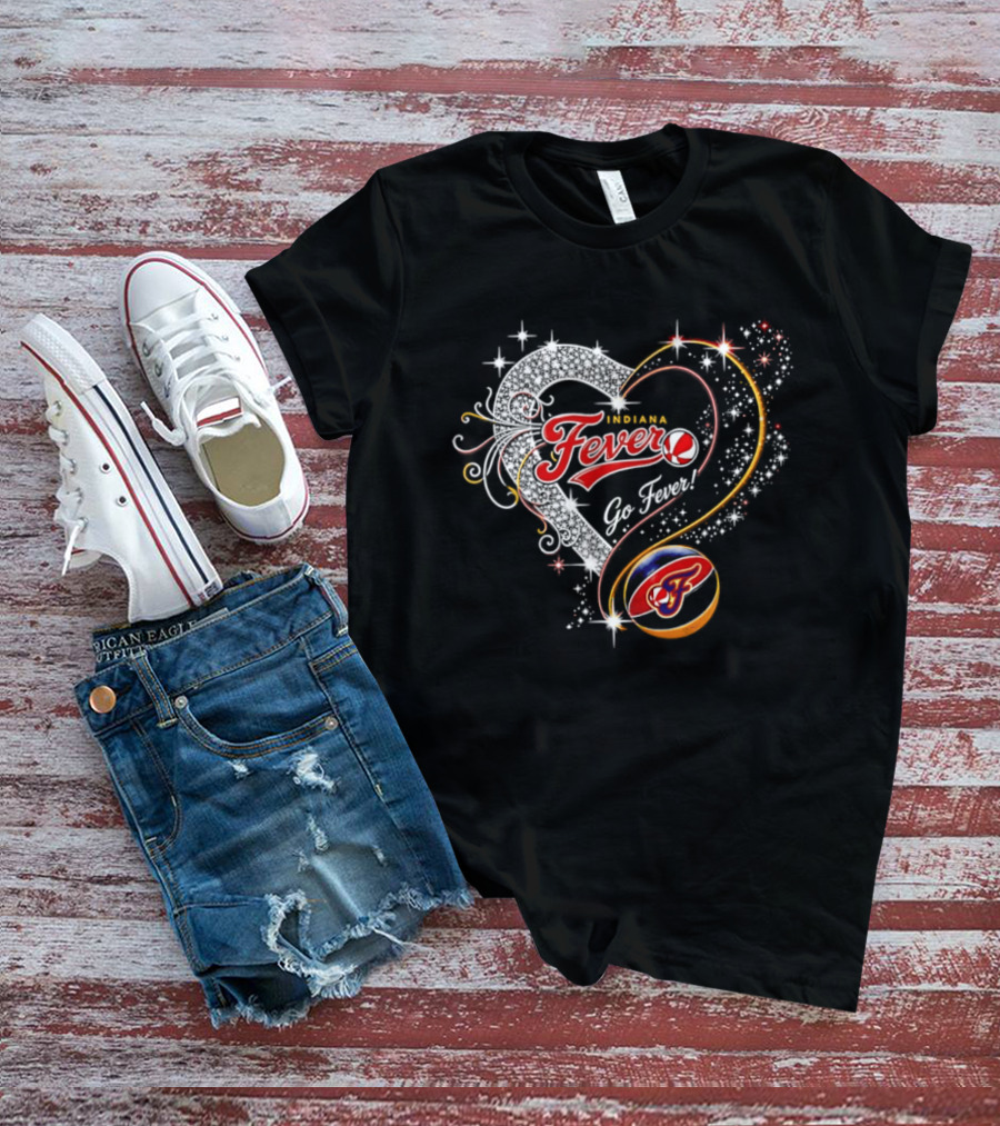 Indiana Fever Heart Go Fever Diamond Sparkle T-Shirt
