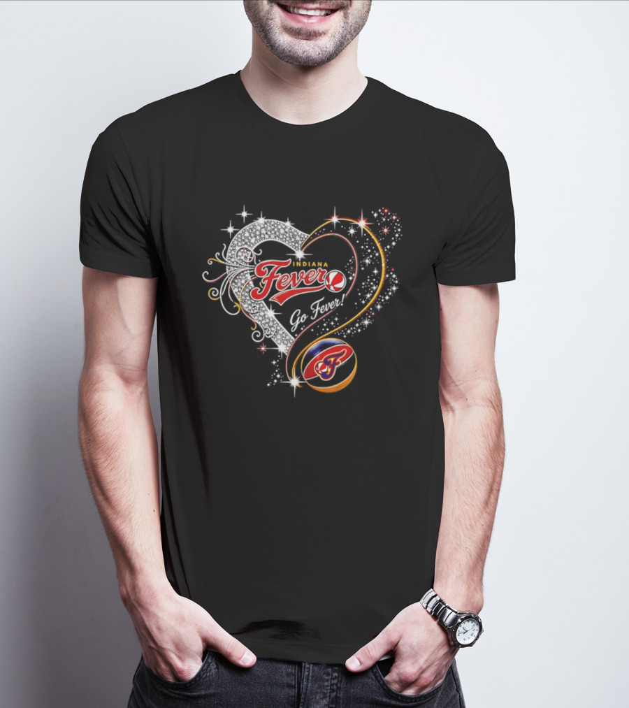 Indiana Fever Heart Go Fever Diamond Sparkle T-Shirt